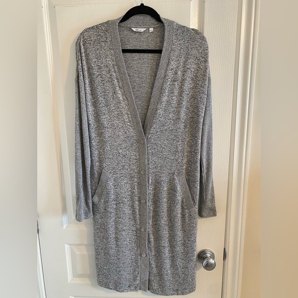 Long Gray Button Up Cardigan